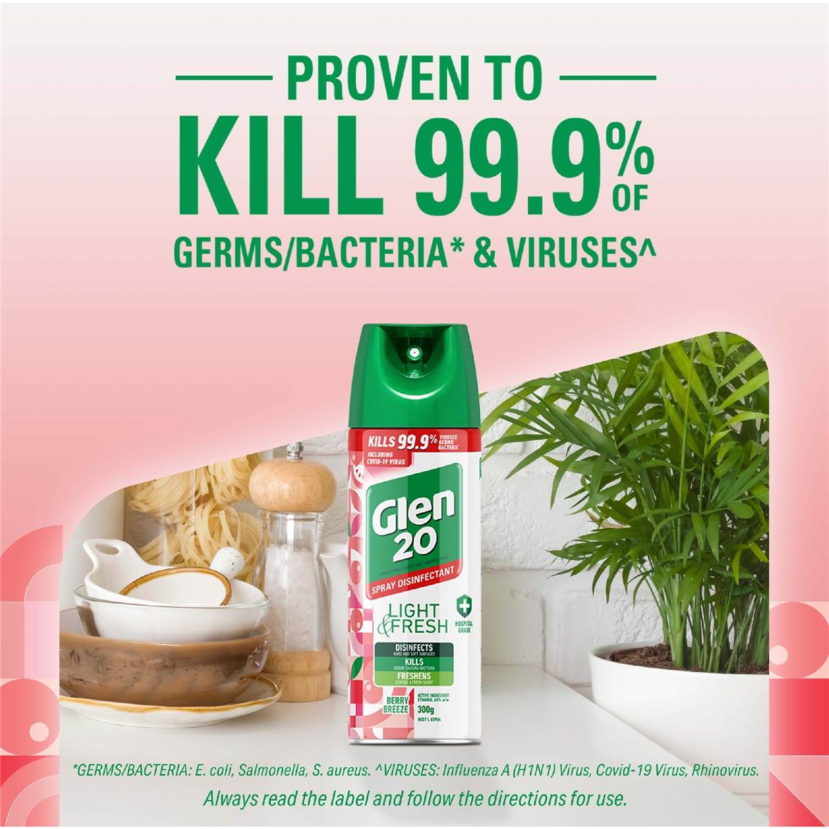 Glen 20 Light & Fresh Berry Breeze Disinfectant Spray 300g Woolworths