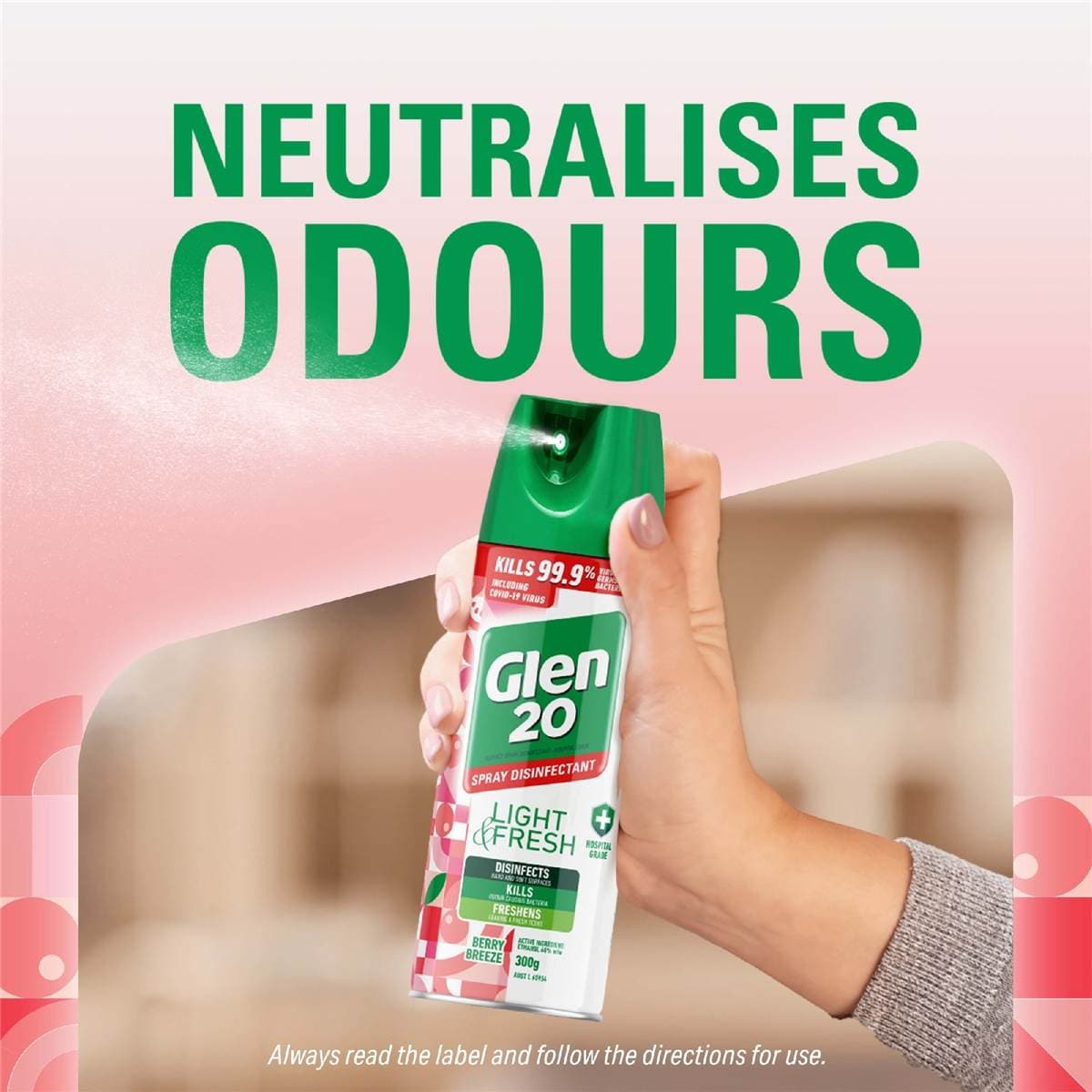 Glen 20 Light & Fresh Berry Breeze Disinfectant Spray 300g Woolworths