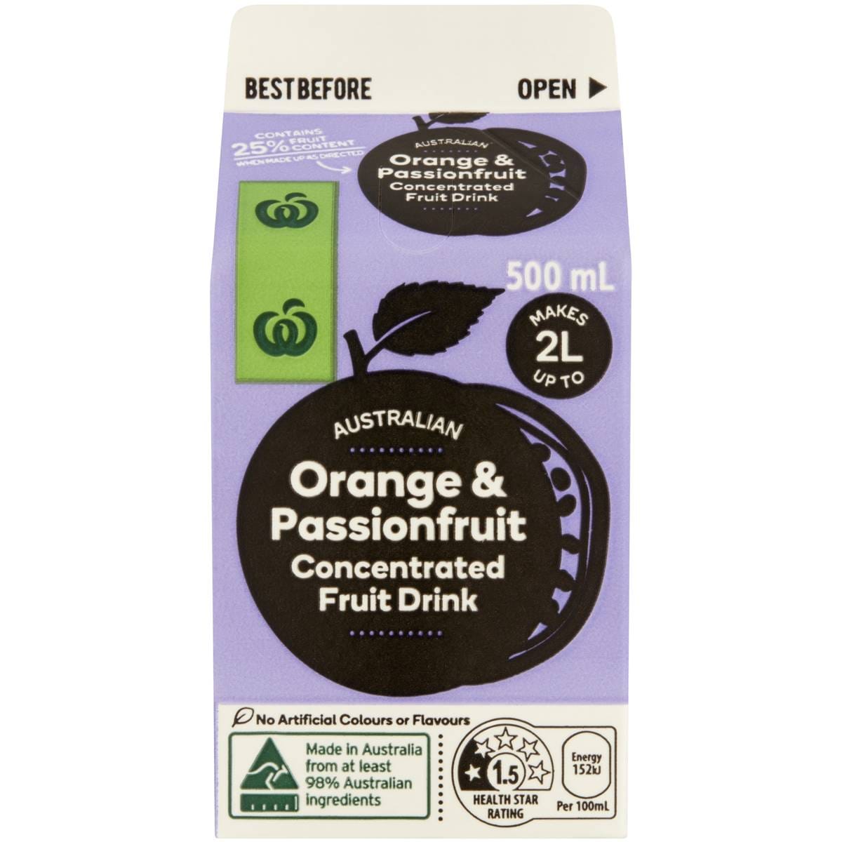 Woolworths Orange & Passionfruit Concentrate 500ml Woolworths