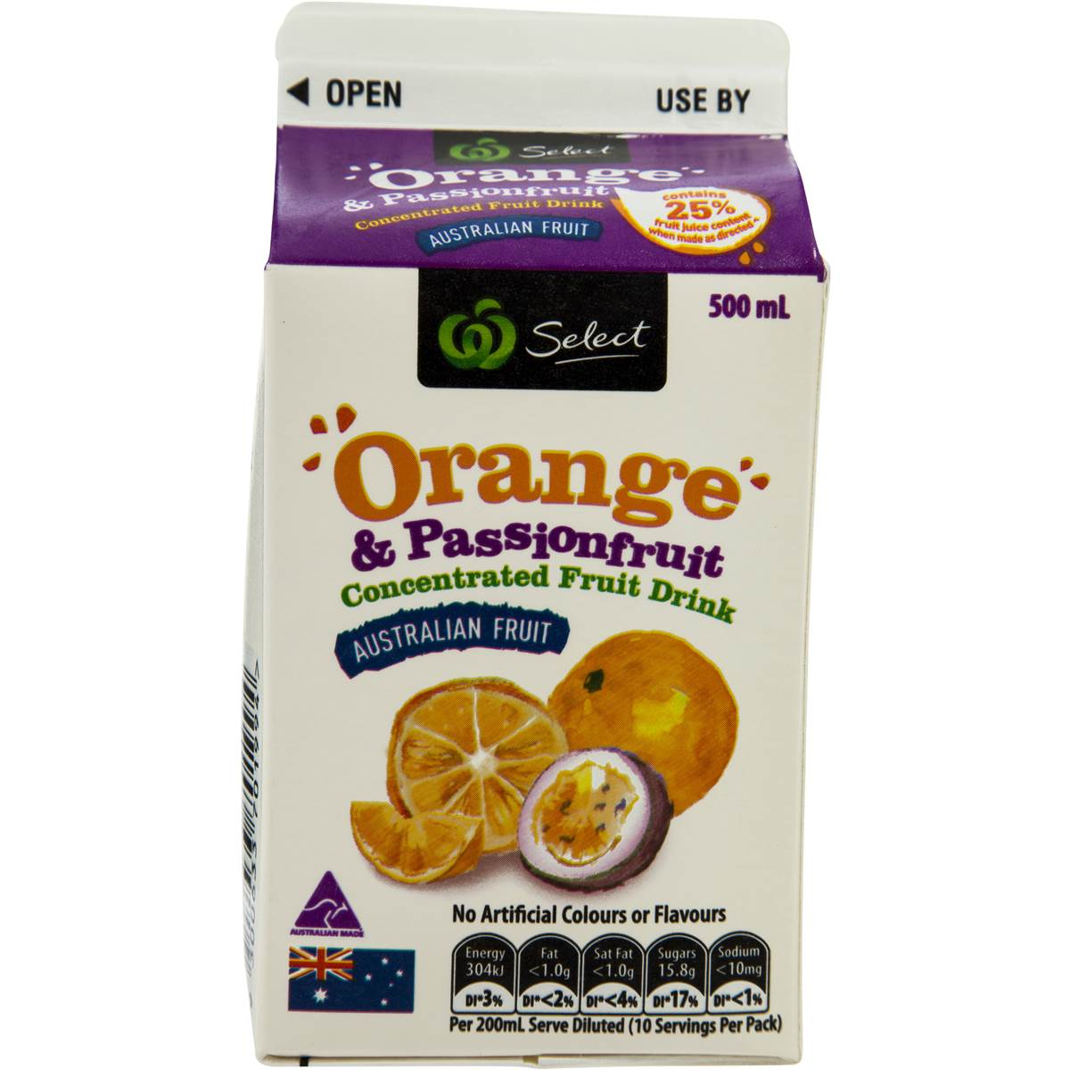 Woolworths Select Orange & Passionfruit Concentrate 500ml Woolworths