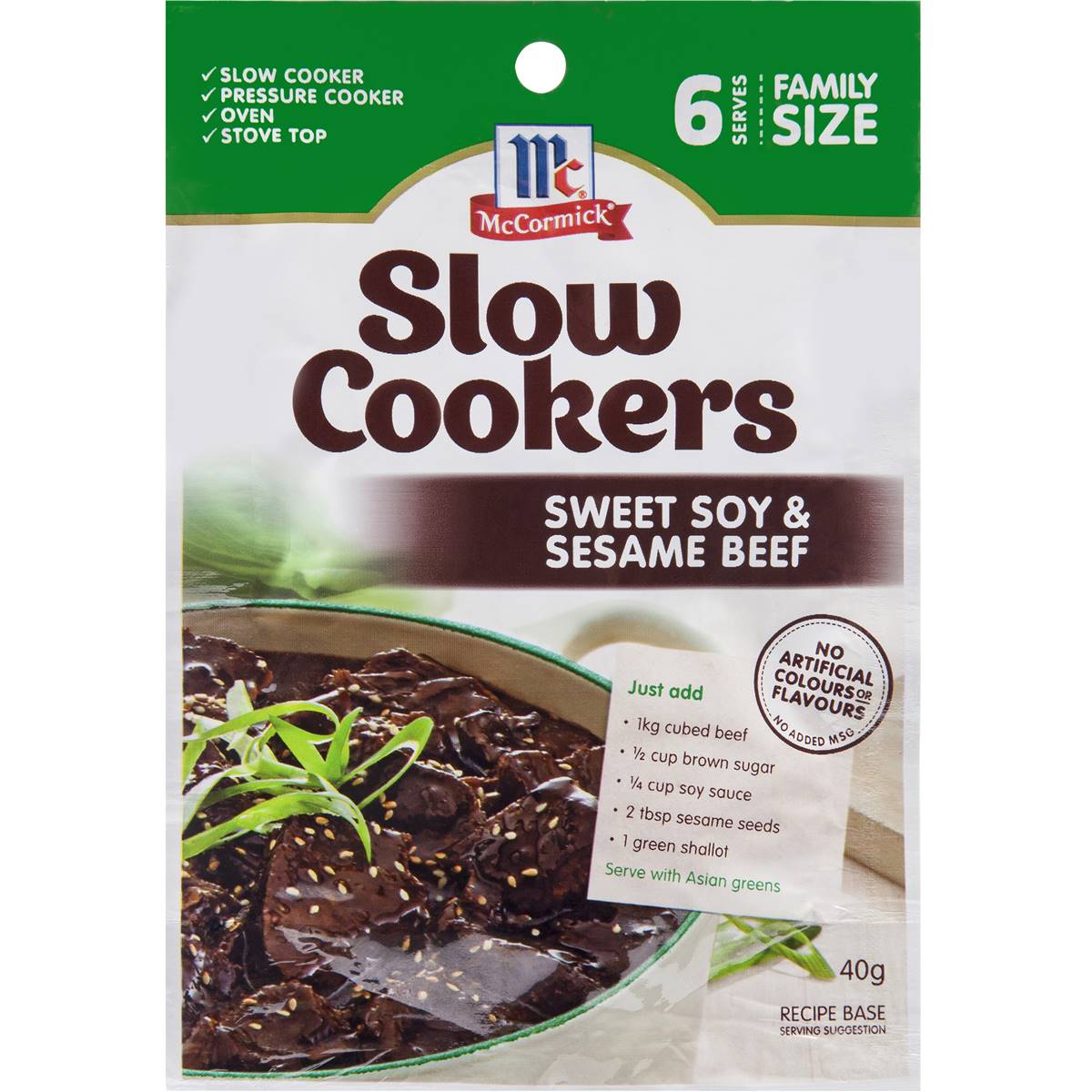 Mccormicks Slow Cookers Sweet Soy & Sesame Beef 40g Woolworths
