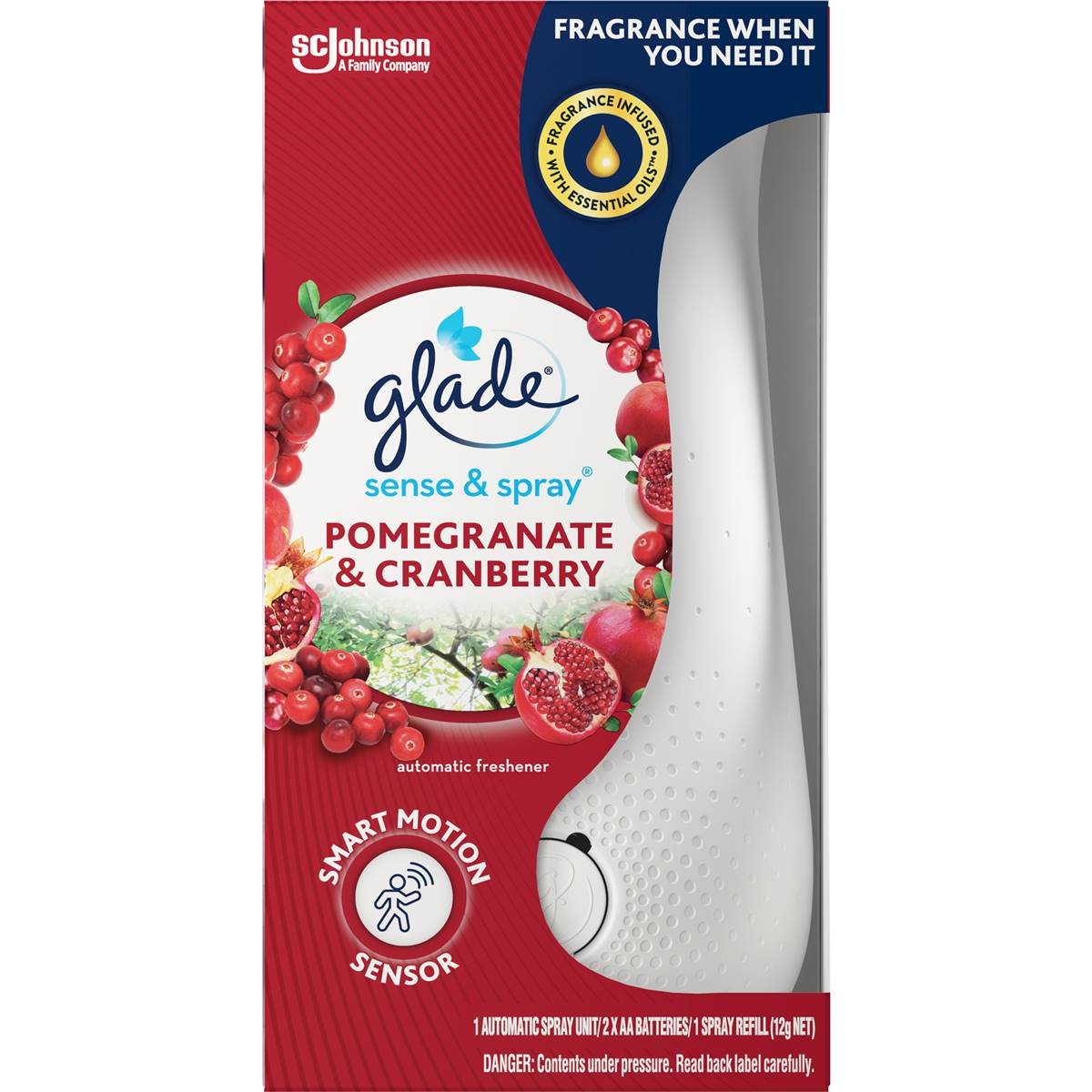 Glade Automatic Air Freshener, S&s Pom & Cranberry, Unit & Refill 12g