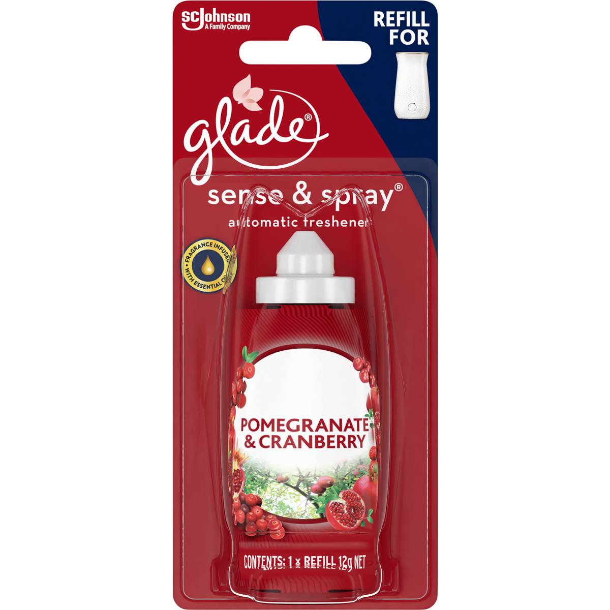 Glade Sense & Spray Air Freshener Refill Pomegranate&cranberries 12g