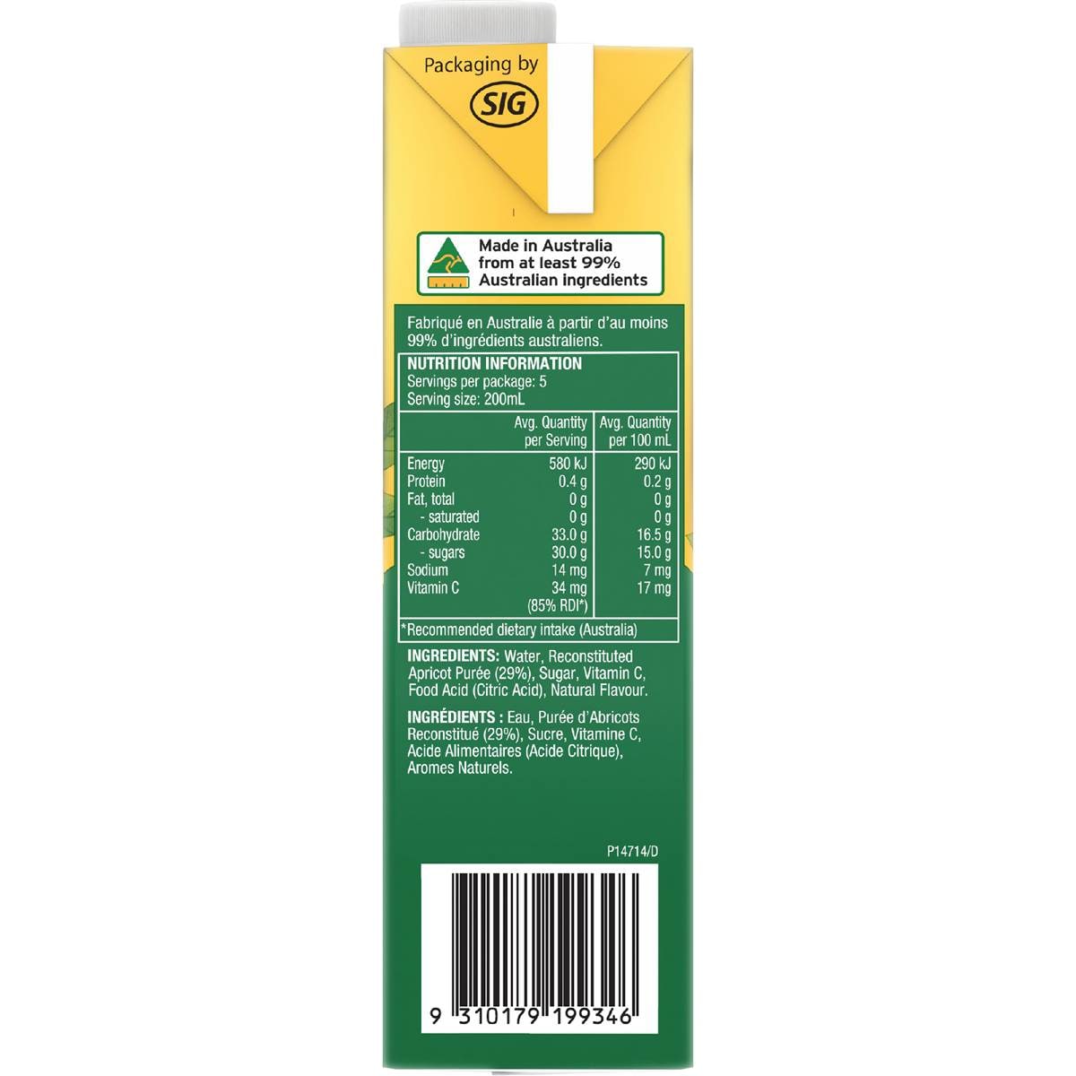 Golden Circle Fruit Drinks Apricot Nectar 1l Woolworths