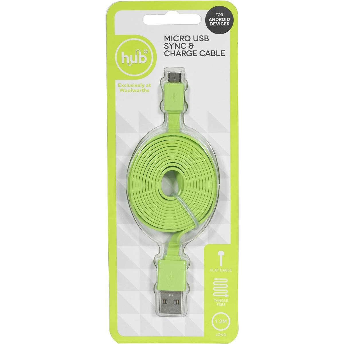 Hub Sync & Charge Micro Usb Flat Cable Each Woolworths