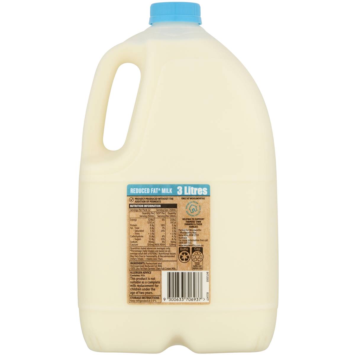 Farmers Own Reduced Fat Milk 3l | Woolworths