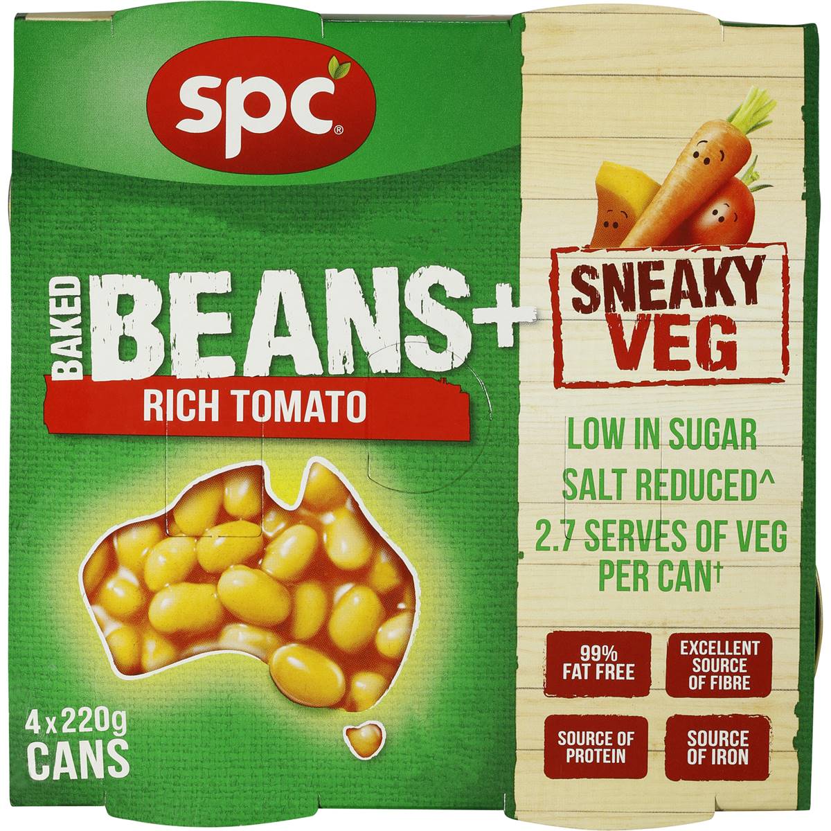 Spc Baked Beans With Sneaky Veg 4x220g Woolworths