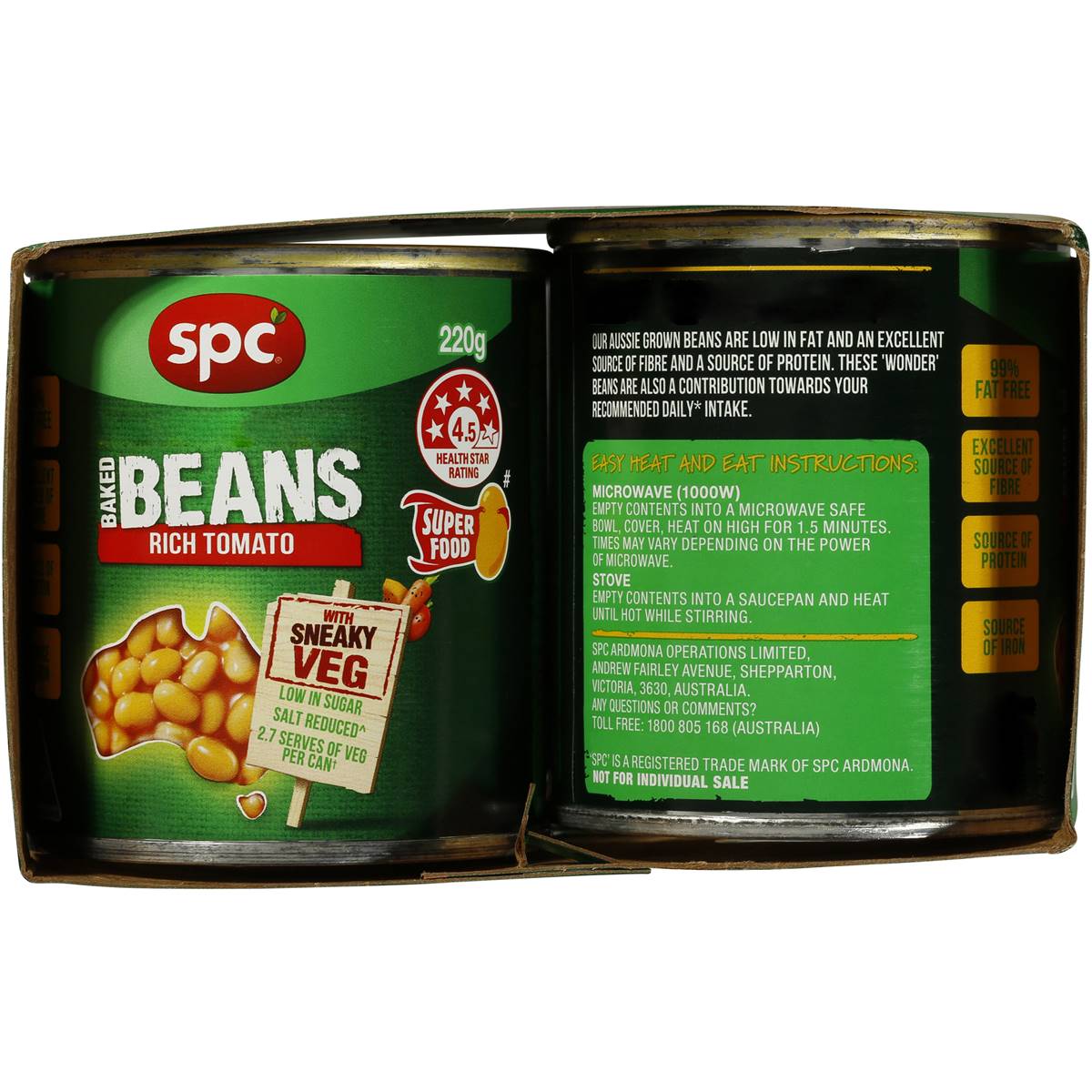 Spc Baked Beans With Sneaky Veg 4x220g Woolworths