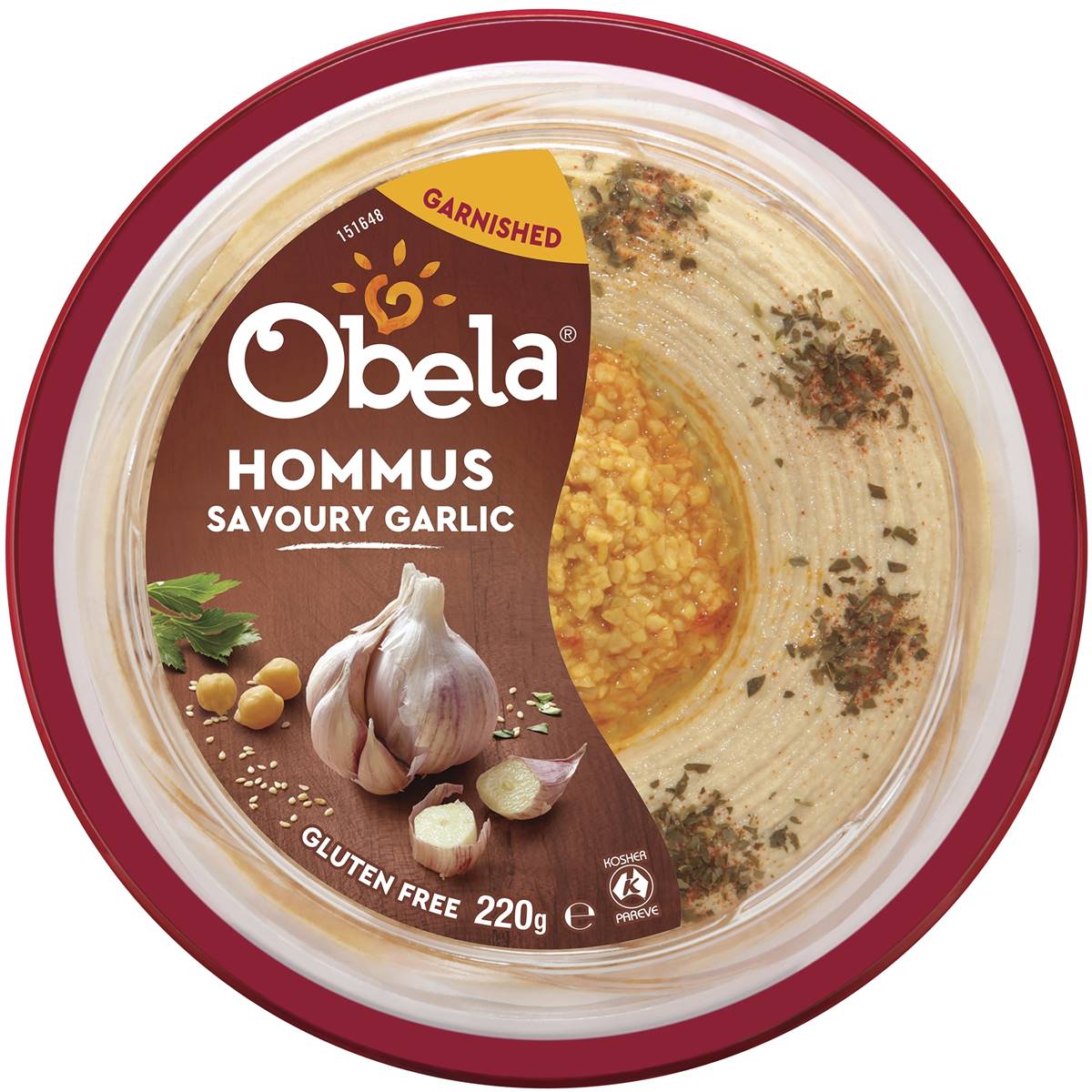 Obela Hommus Savoury Garlic 220g Woolworths