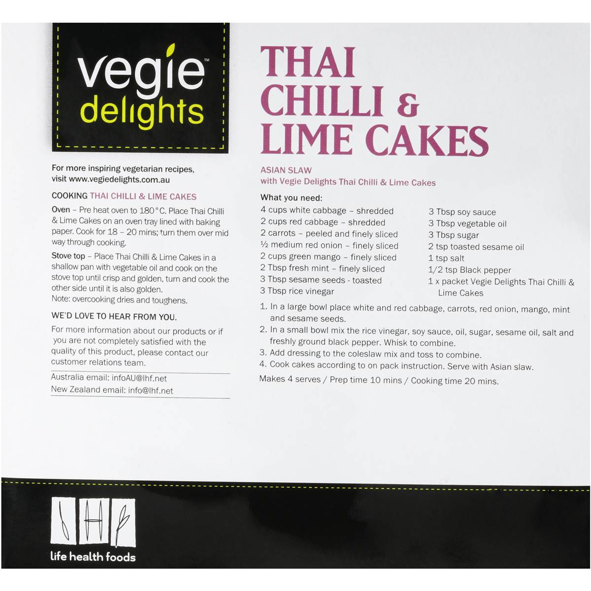 Vegie Delights Thai Chilli & Lime Cake 280g Woolworths