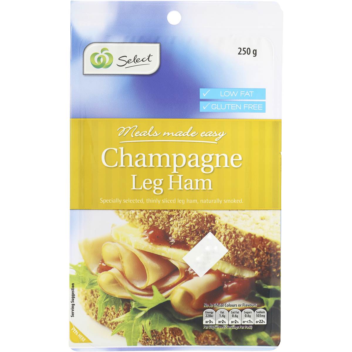 Woolworths Select Ham Champagne Leg 250g Woolworths