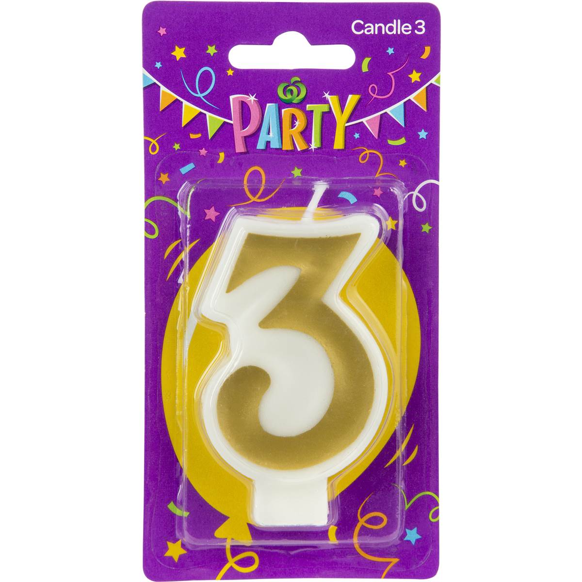 Woolworths Party Candle Metallics Number 3 Each Woolworths