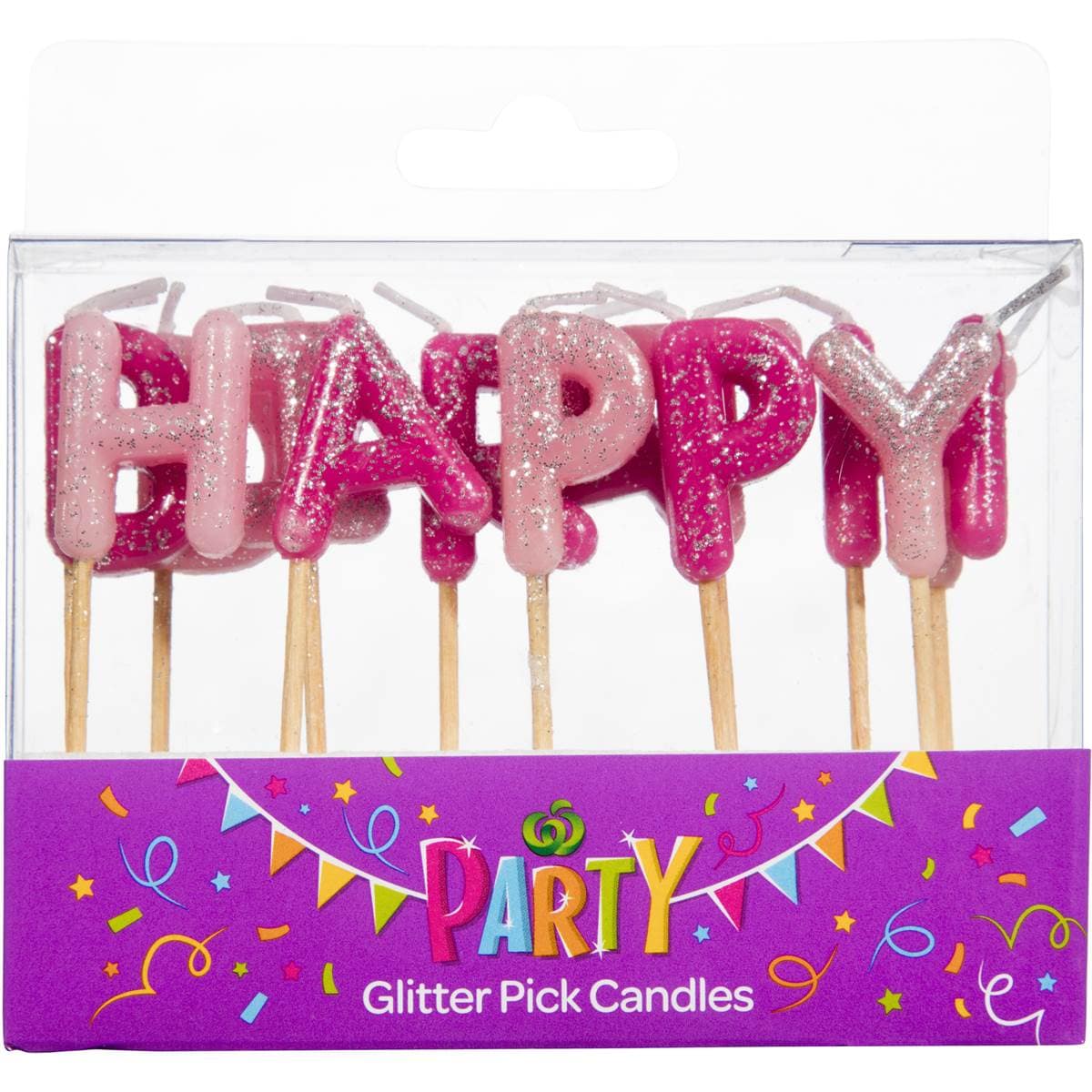 Woolworths Party Candle Glitter Happy Bday 13 Pack Woolworths