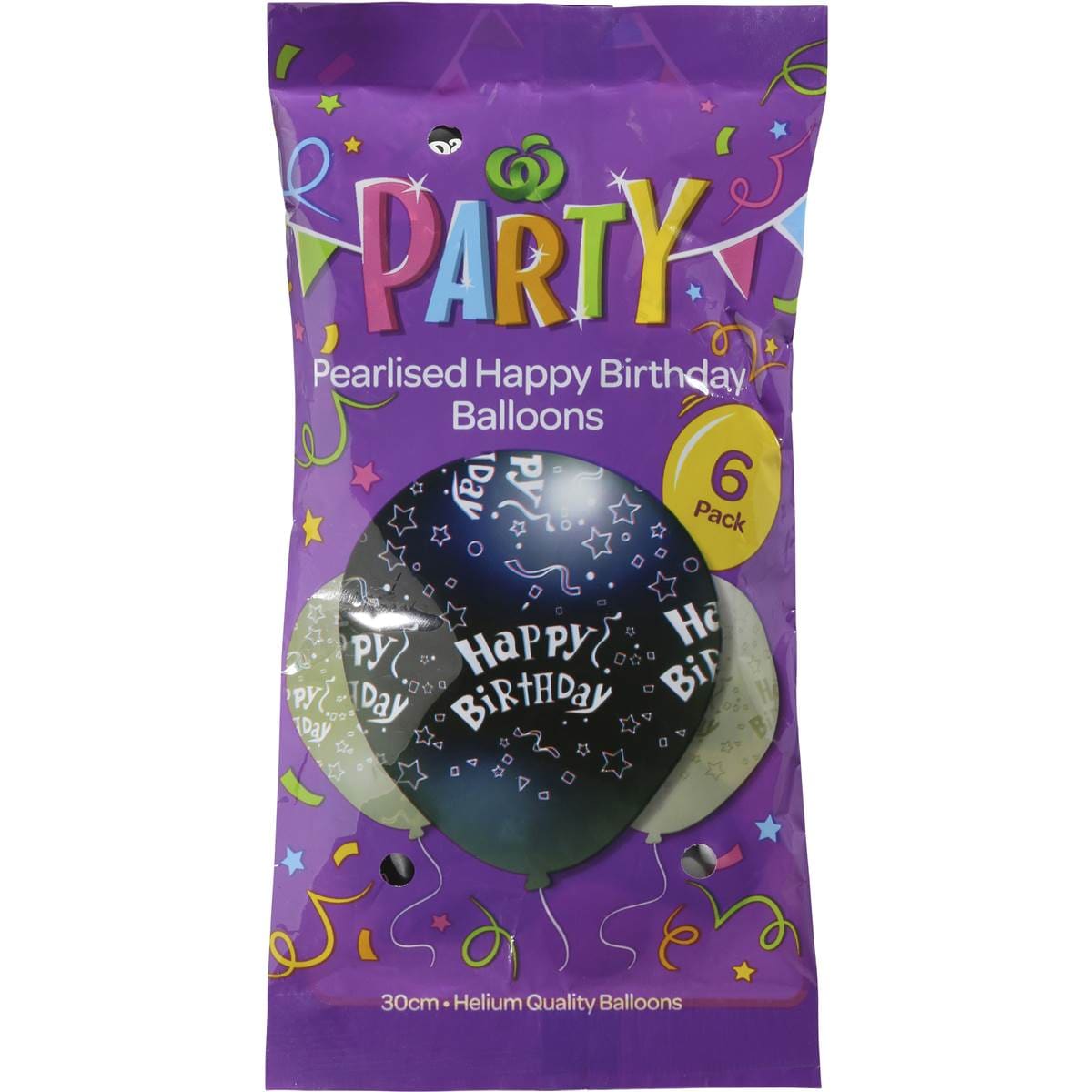 Woolworths Party Balloons Happy Birthday 30cm 6 Pack Woolworths