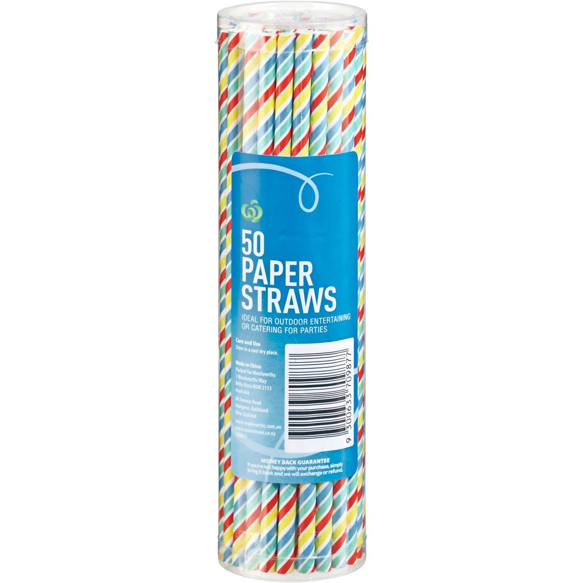Woolworths Paper Straws Stripes 50 Pack Woolworths