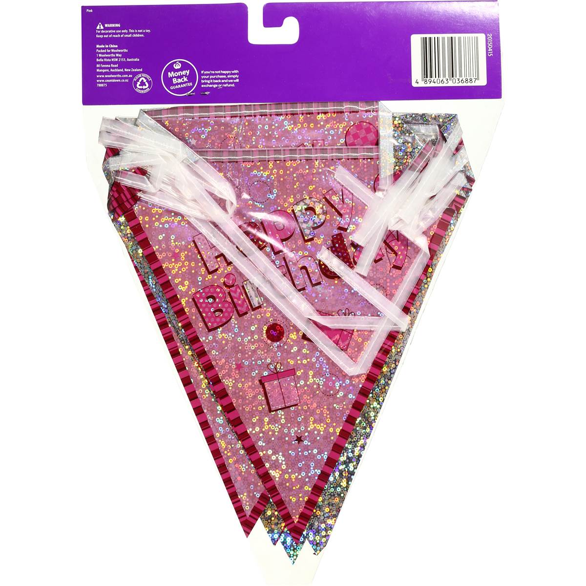 Woolworths Party Banner Happy Birthday Bunting 3.6m Each Woolworths