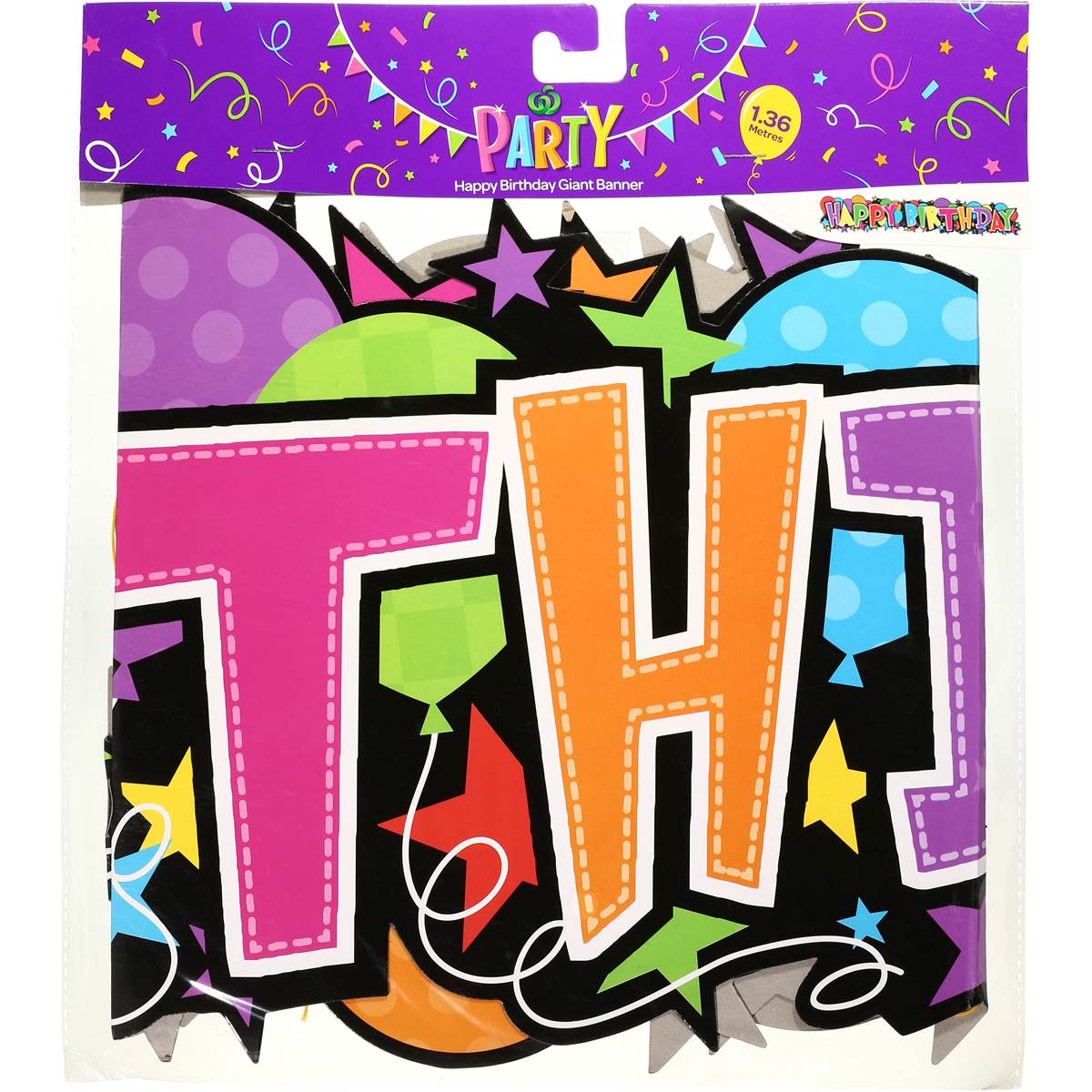 Woolworths Party Banner Happy Birthday 1.36m Each Woolworths