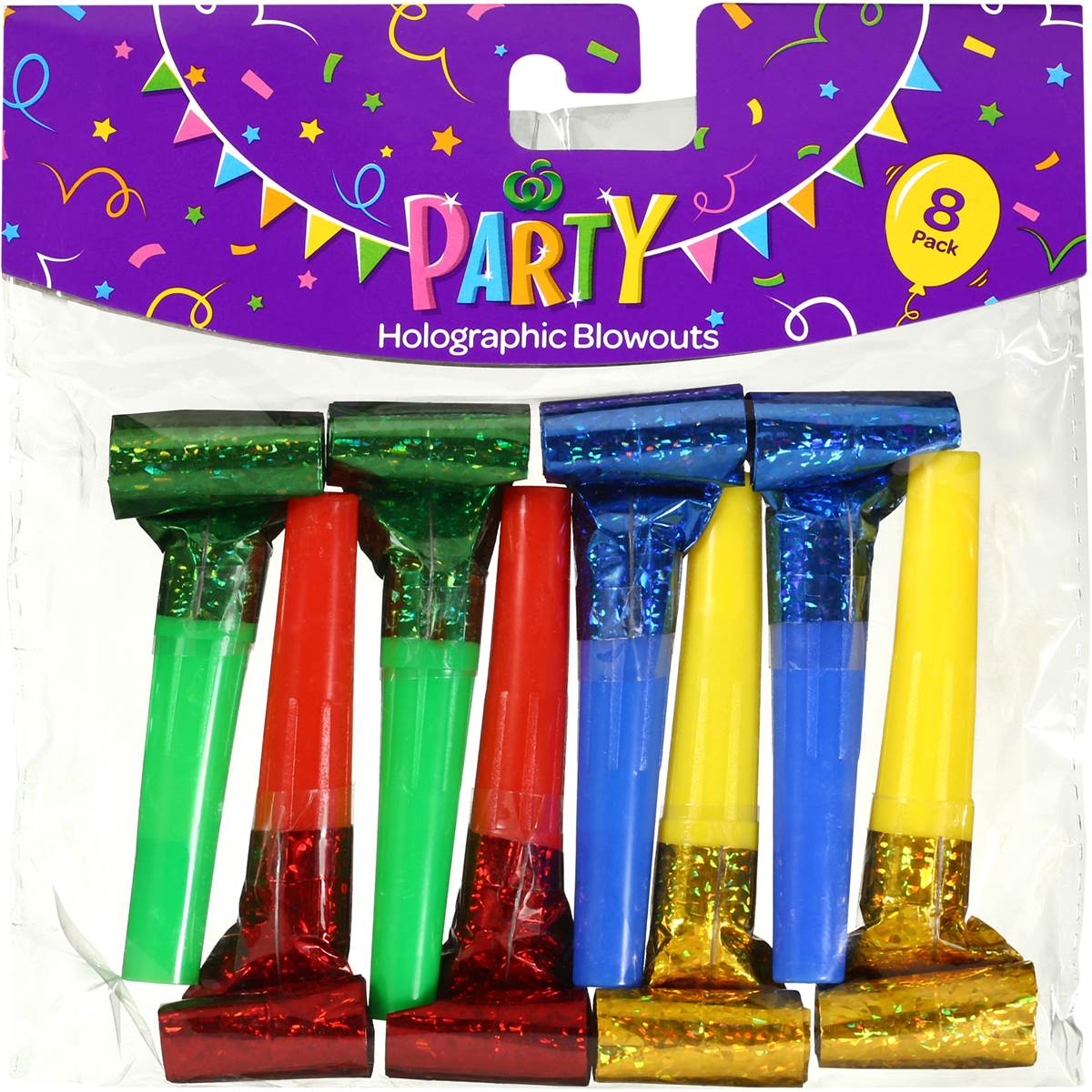 Woolworths Party Noisemaker Blowouts Holographic 8 Pack Woolworths