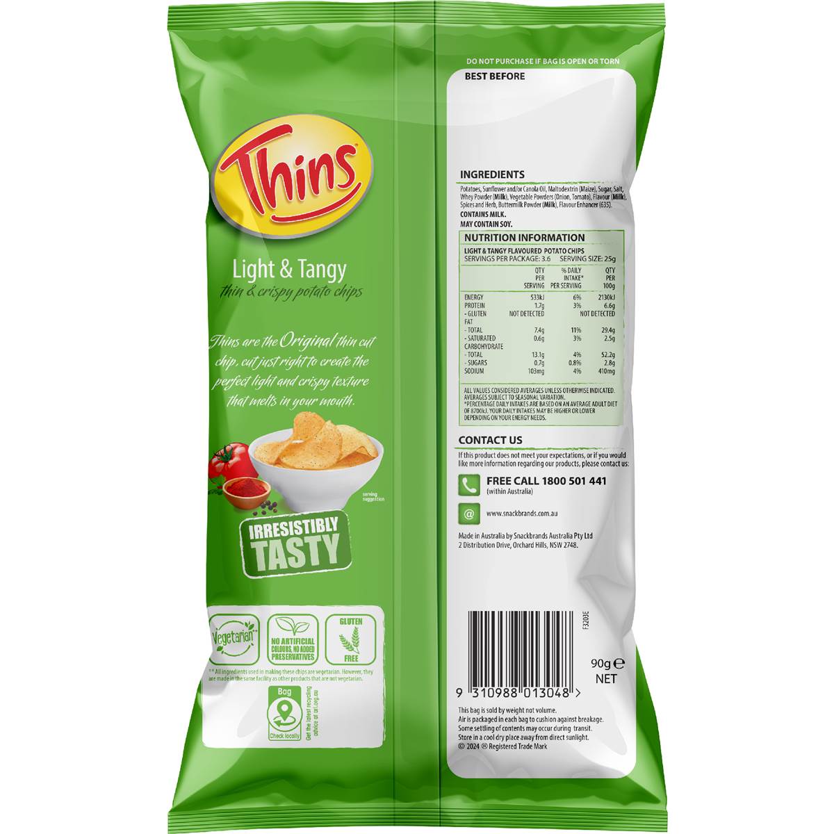 Thins Light & Tangy 90g Woolworths