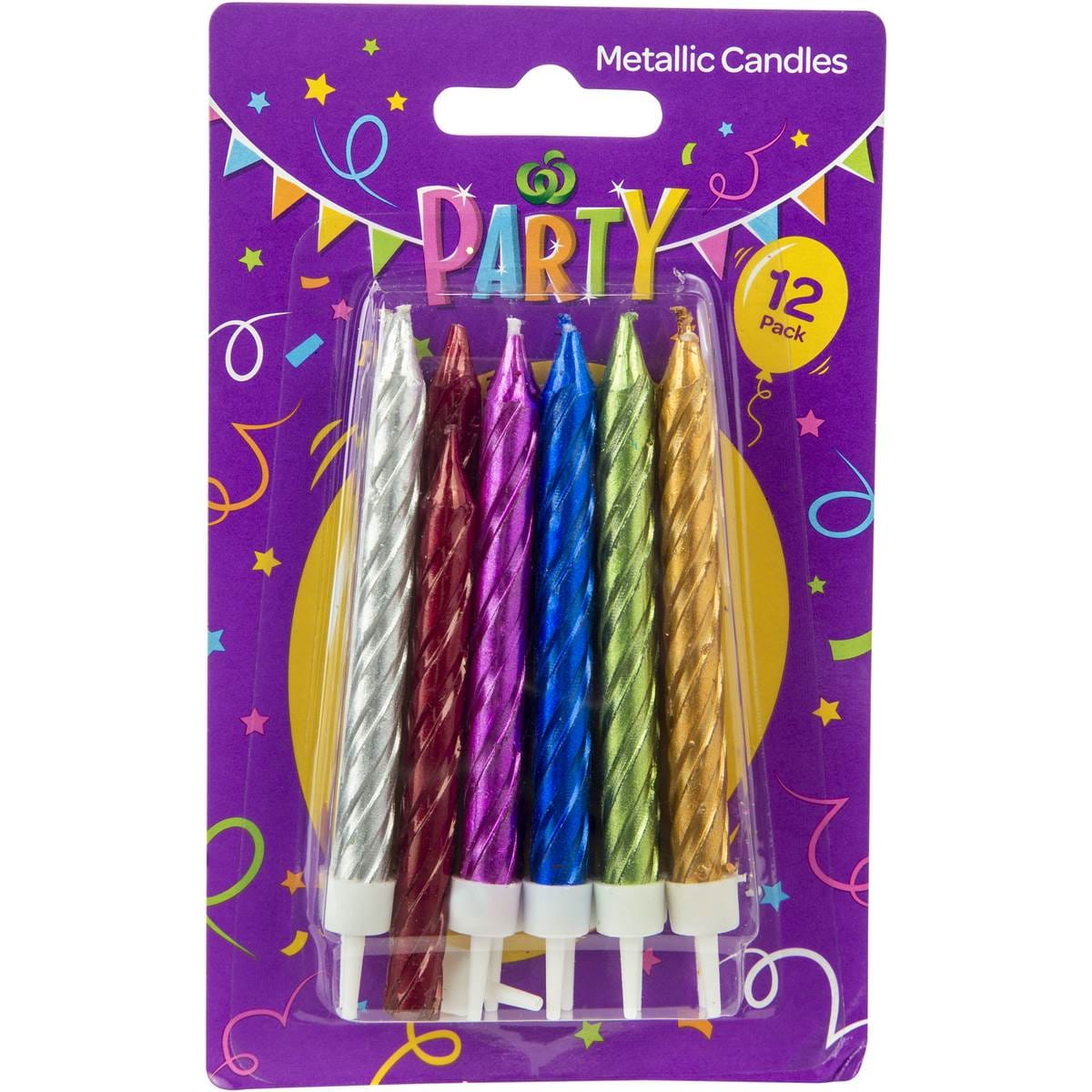 Woolworths Party Candle Metallic With Holder 12 Pack Woolworths
