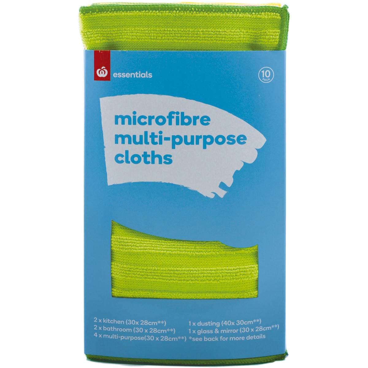 Essentials Microfibre Cloths Assorted 10 Pack Woolworths
