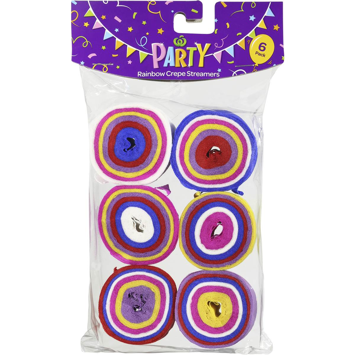Woolworths Party Decoration Streamers Rainbow 6 Pack Woolworths