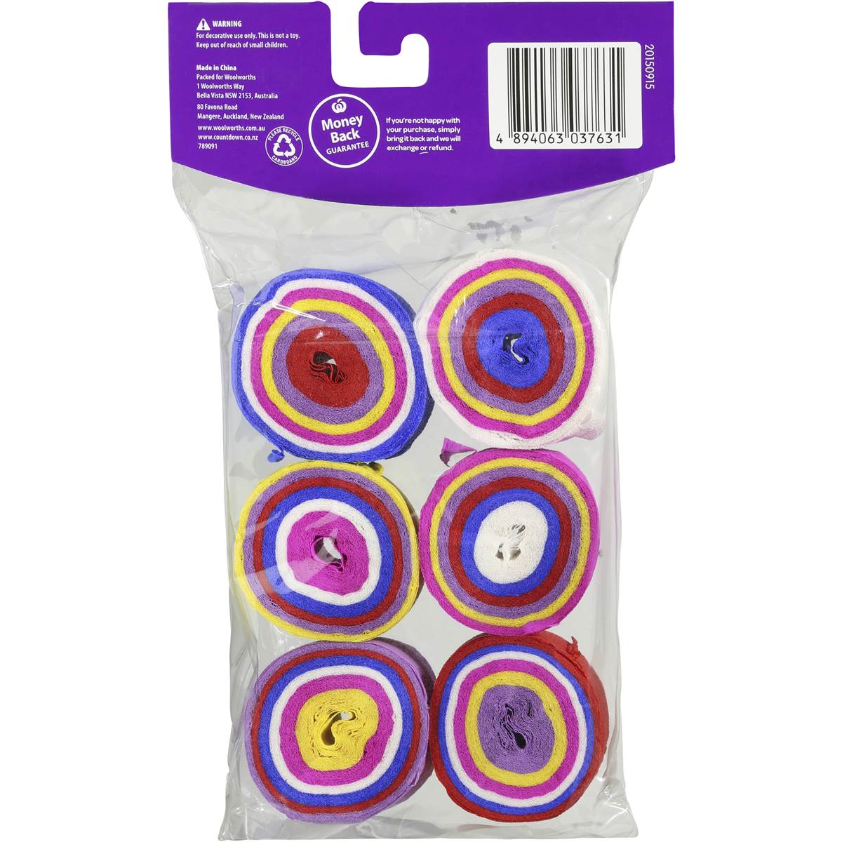 Woolworths Party Decoration Streamers Rainbow 6 Pack Woolworths