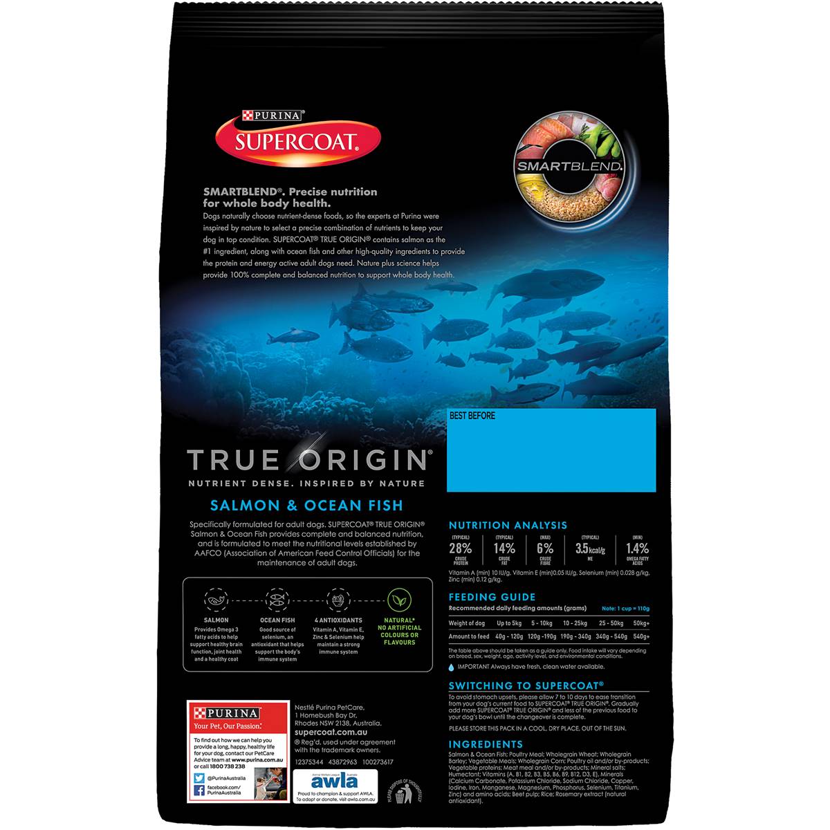 Supercoat Adult True Origin Salmon & Ocean Fish Dry Dog Food 2.5kg