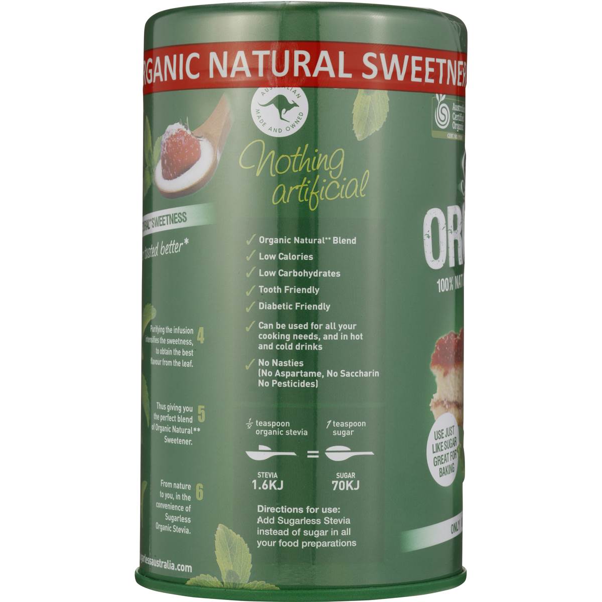Sugarless Stevia Organic Natural Sweetener Canister 250g Woolworths