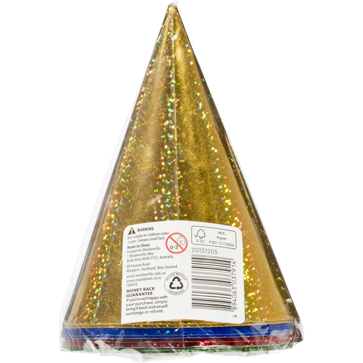 Woolworths Party Costume Hats Holographic 8 Pack Woolworths