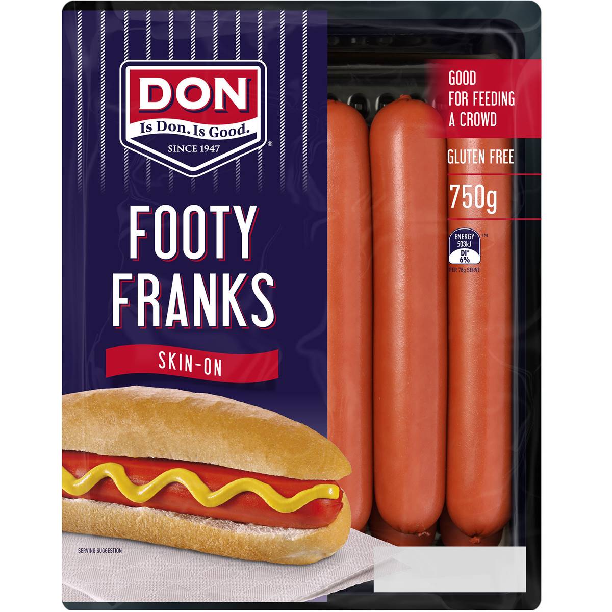 Don Footy Frankfurts Skin On 750G | Woolworths