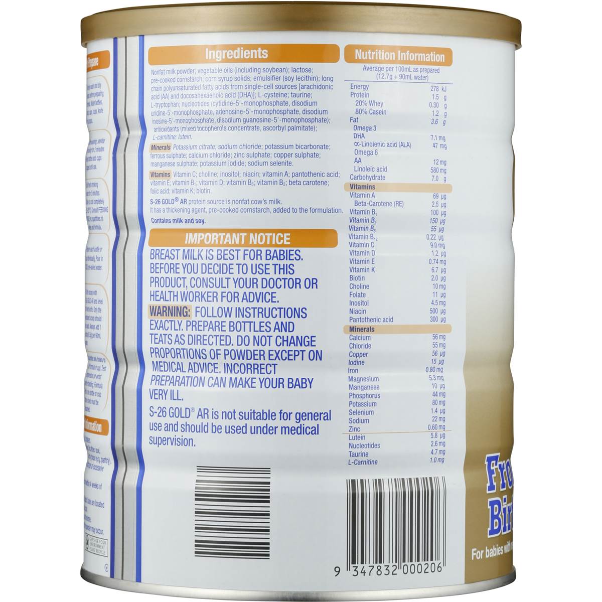 Gold Ar Formula From Birth 900g Woolworths