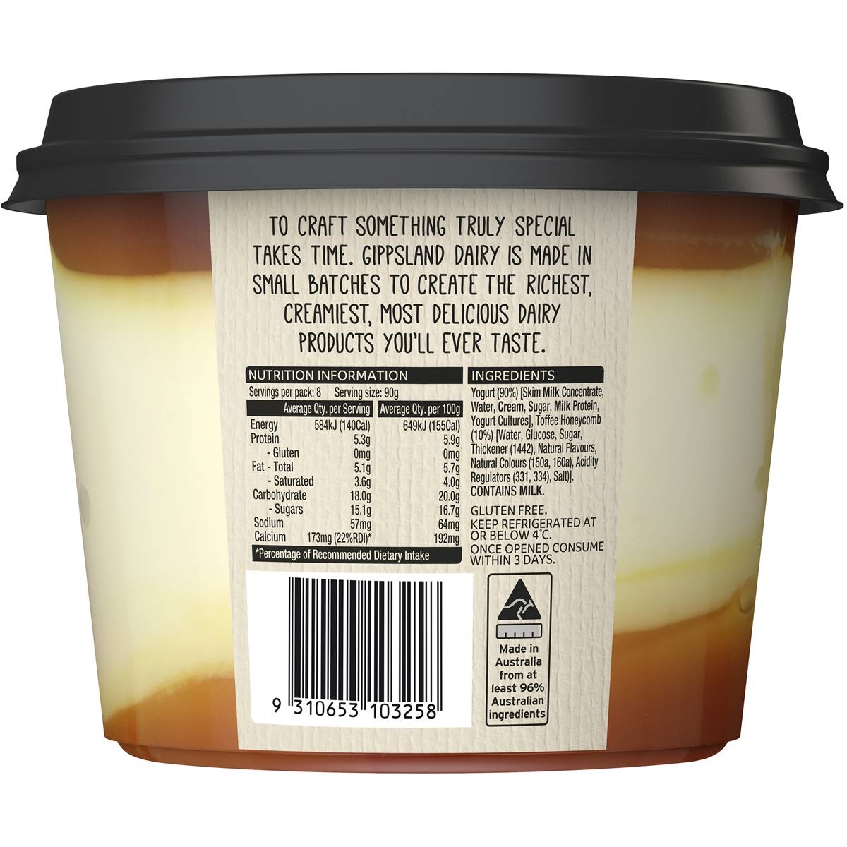 Gippsland Dairy Toffee Yoghurt 720g Woolworths