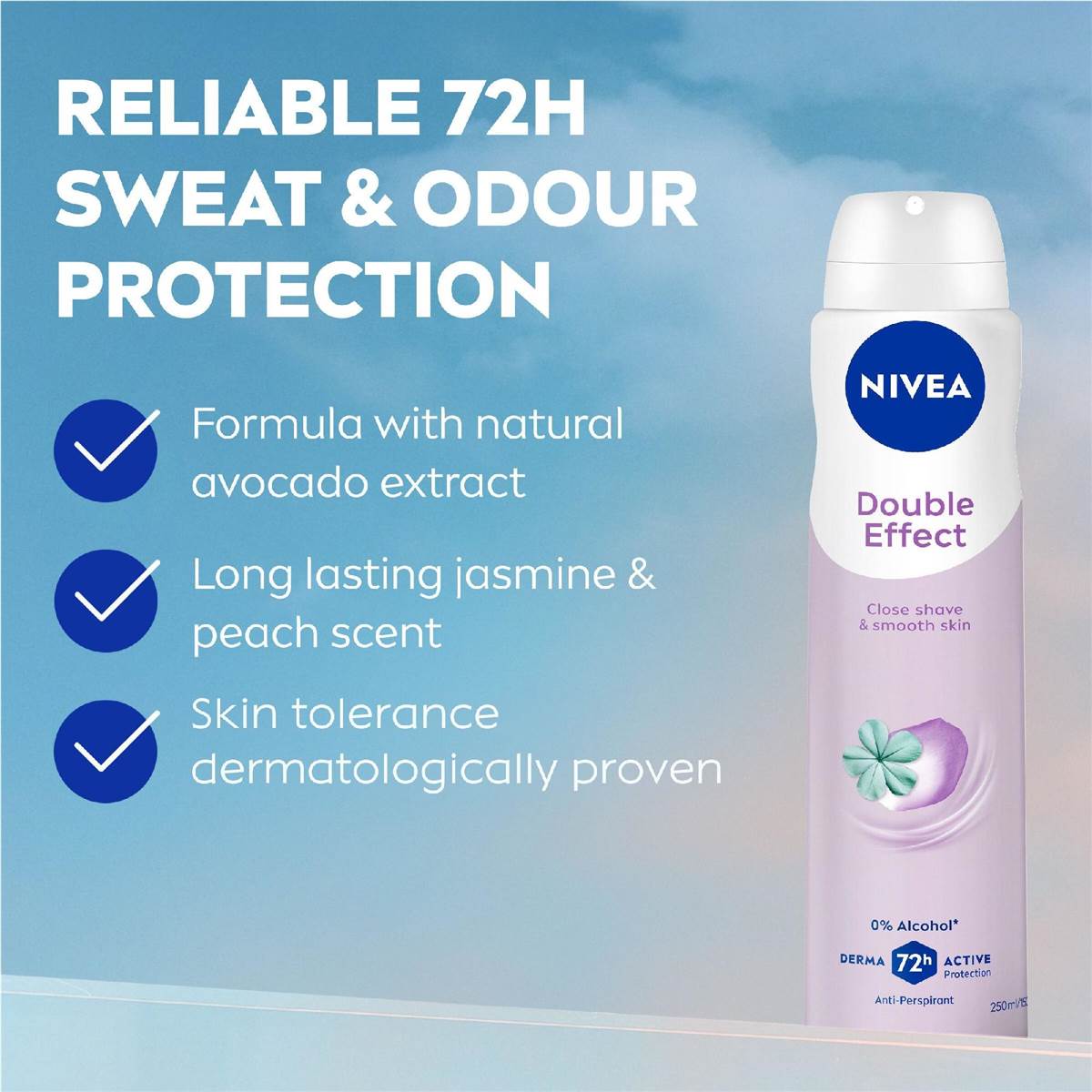Nivea Double Effect Aerosol Antiperspirant Deodorant 250ml Woolworths