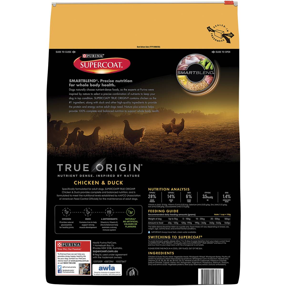 Supercoat Adult True Origin Chicken & Duck Dry Dog Food 7kg Woolworths