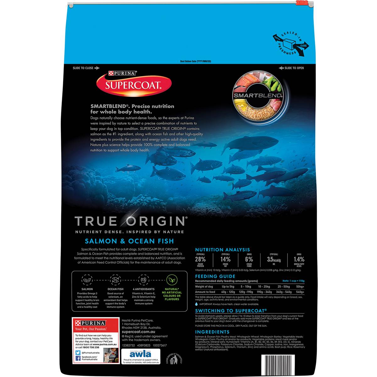 Supercoat Adult True Origin Salmon & Ocean Fish Dry Dog Food 7kg