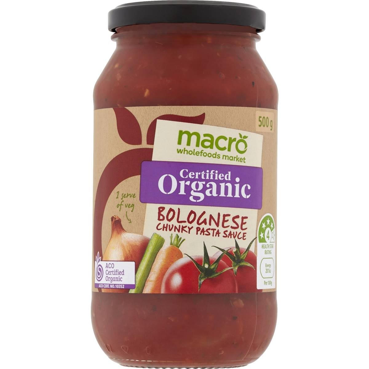 Macro Organic Pasta Sauce Chunky Bolognese 500g Woolworths