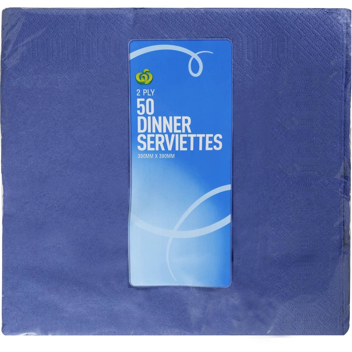 Woolworths Dinner Serviettes Blue 2 Ply 50 Pack Woolworths