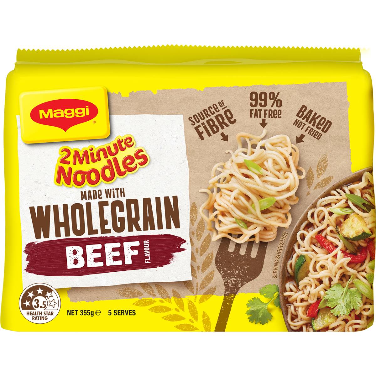Maggi 2 Minute Wholegrain Beef Flavour Instant Noodles