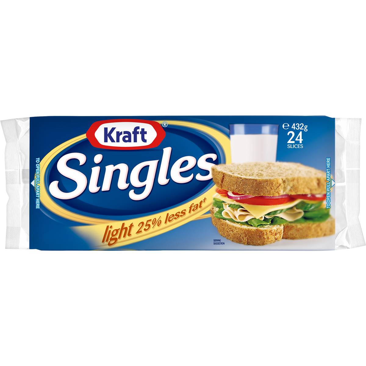 Kraft Cheese Singles Light 25% Less Fat 24pk 432g | Woolworths