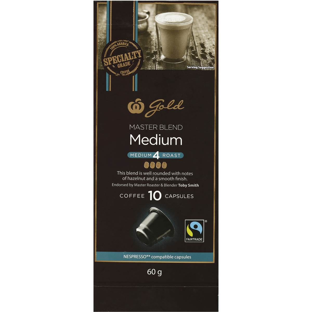 Gold Fairtrade Coffee Capsule Medium Blend 10 Pack Woolworths