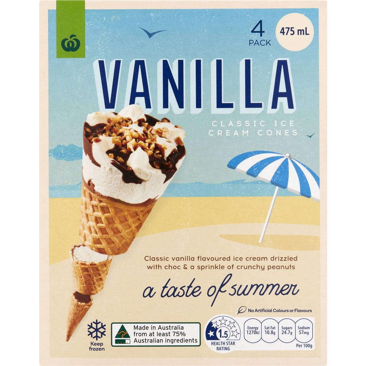 Woolworths Ice Cream Cones Vanilla 4 Pack Woolworths