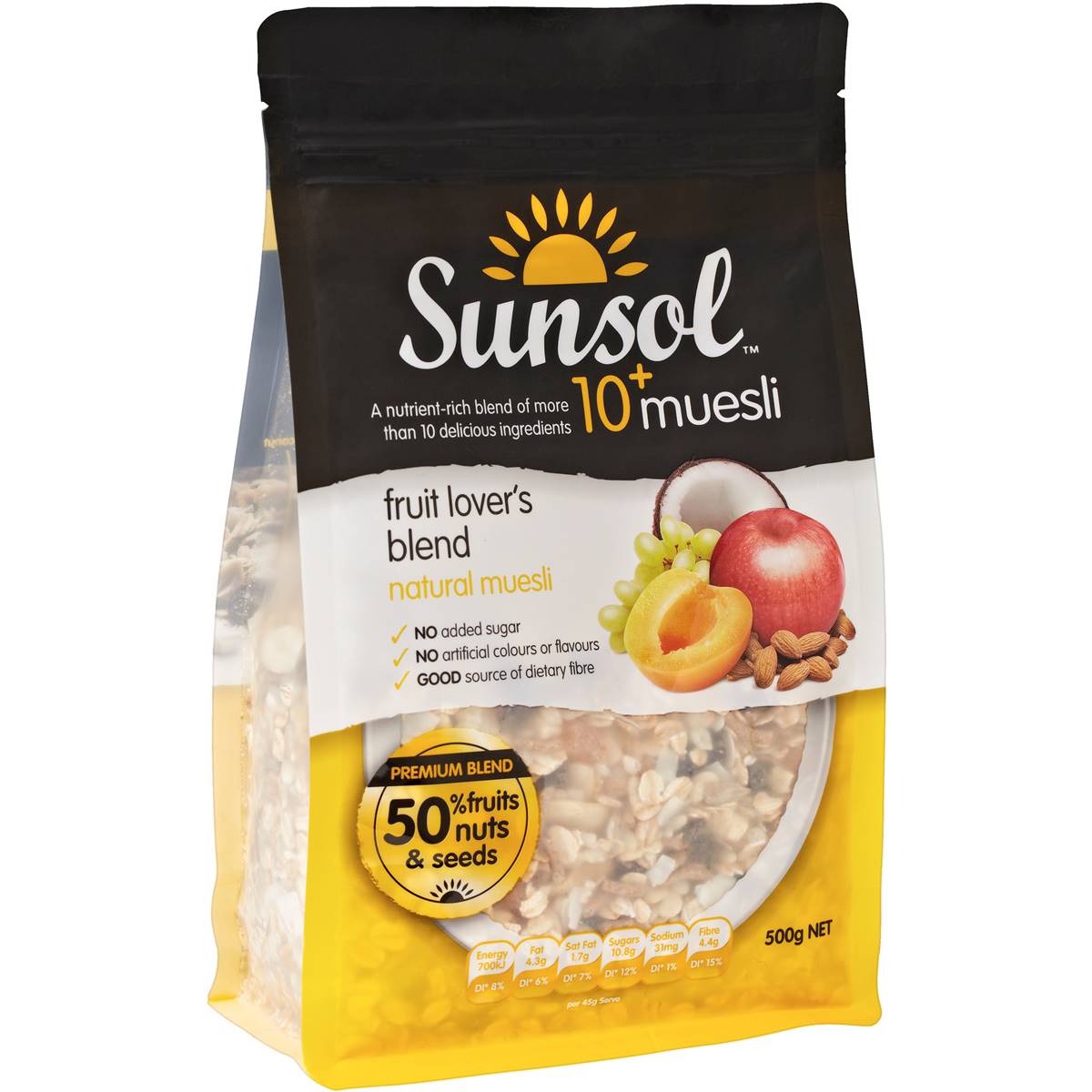 Sunsol Muesli Apricot Apple Sultana Coconut 500g Woolworths