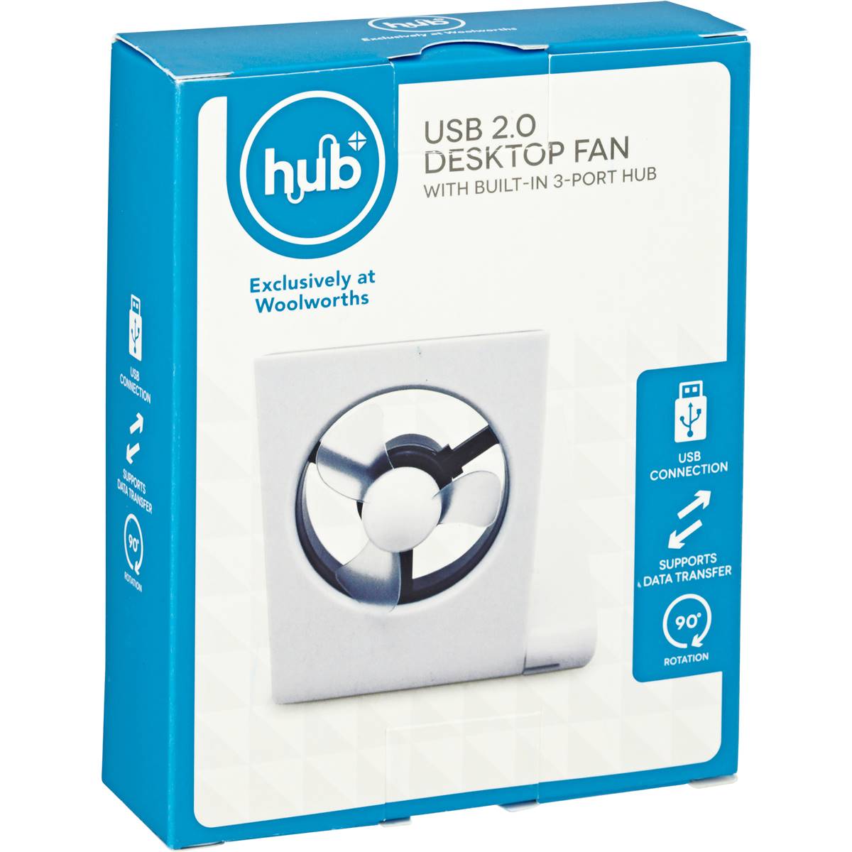 Hub Usb 2.0 Desktop Fan With Built In 3 Port Hub Each Woolworths