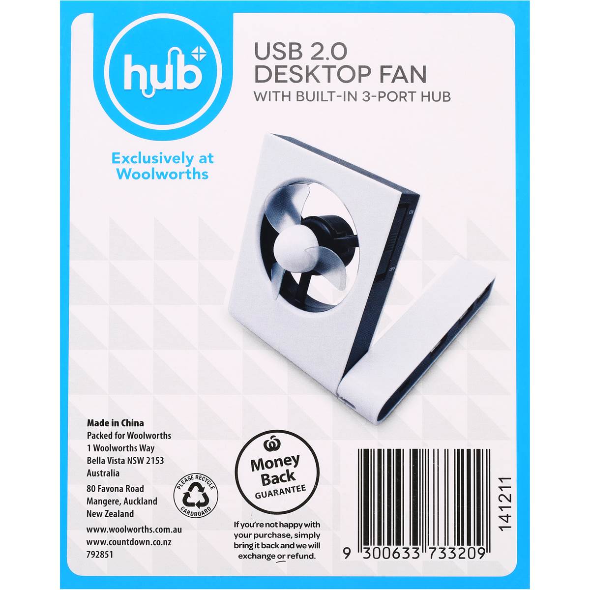 Hub Usb 2.0 Desktop Fan With Built In 3 Port Hub Each Woolworths