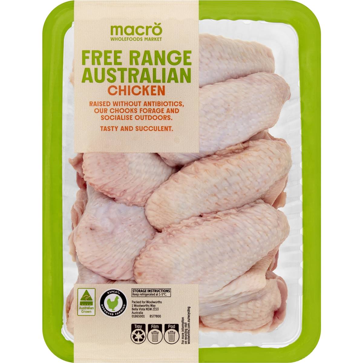 Macro Free Range Chicken V Wings 750g 1.1kg Woolworths