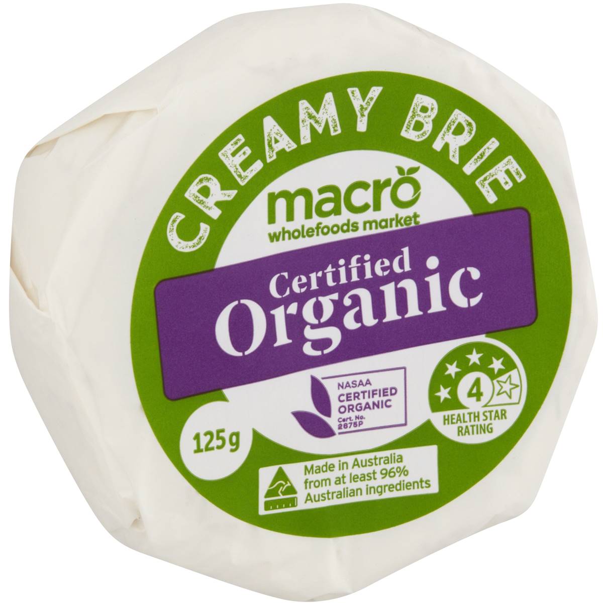 Macro Organic Creamy Brie 125g Woolworths