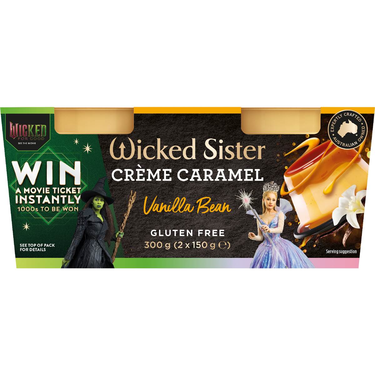 Wicked Sister Vanilla Bean Creme Caramel 2x150g Woolworths
