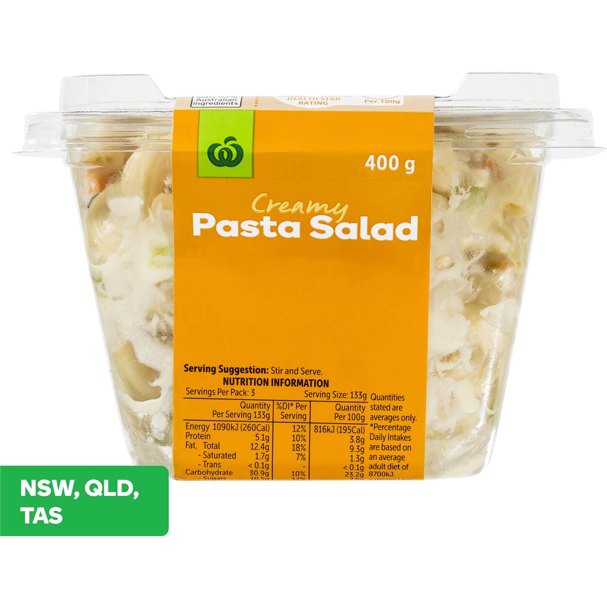 Woolworths Creamy Pasta Salad 400g Woolworths