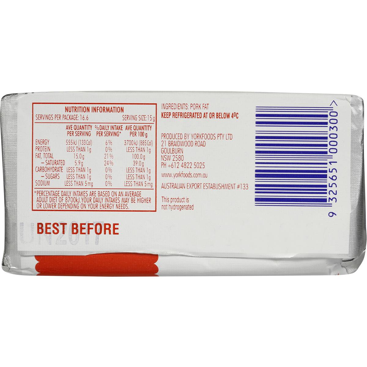 York Foods Lard 250g Woolworths